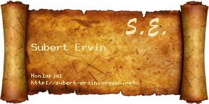 Subert Ervin névjegykártya